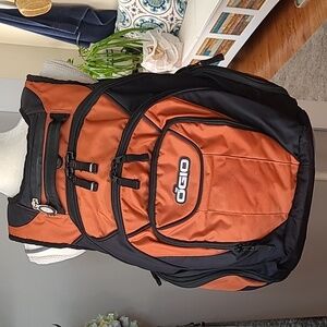 O'Gio "Tech Specs" Rugged Canvas Padded Laptop Black & Orange Backpack